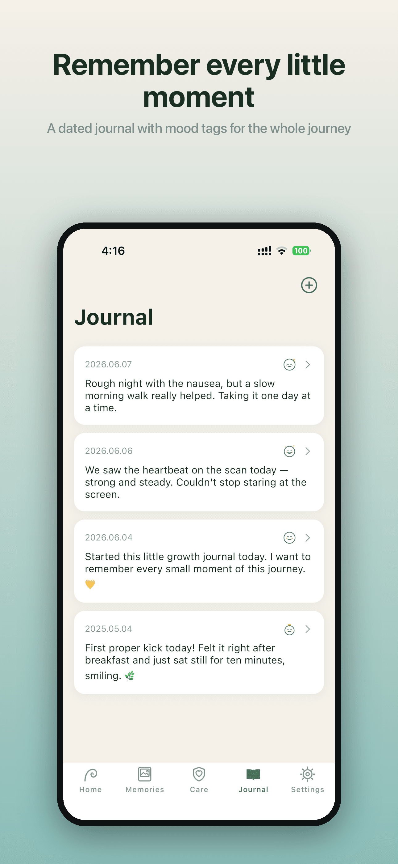 Growth journal with dated entries